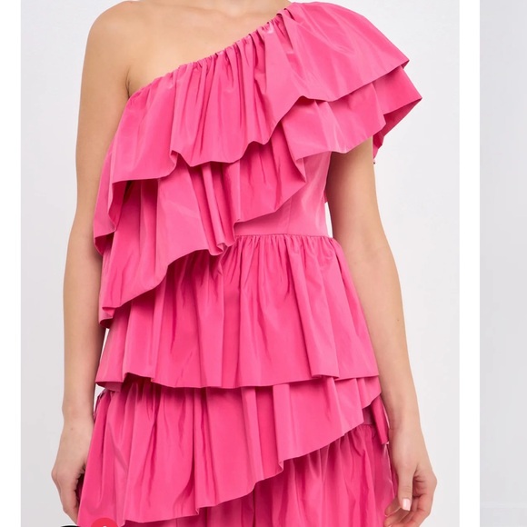 ENDLESS ROSE -  ONE-SHOULDER RUFFLED MINI DRESS - Picture 5 of 5